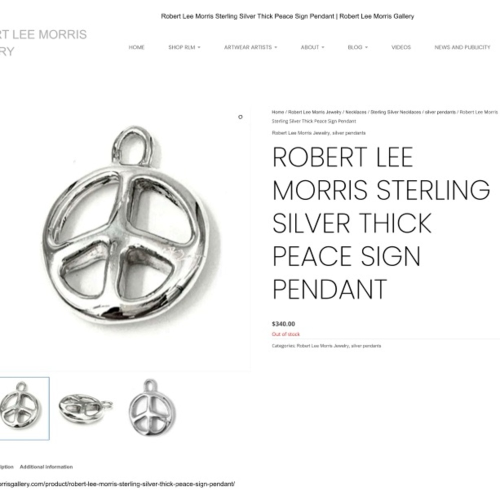 Robert Lee Morris Rare Vintage Sterling Silver Peace Sign Pendant - Picture 4 of 4